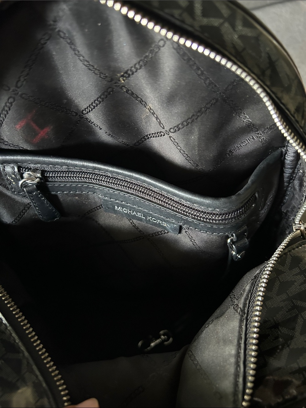 Michael Kors Rhea zip glossy Black MK Monogram Backpack - Picture 8 of 12